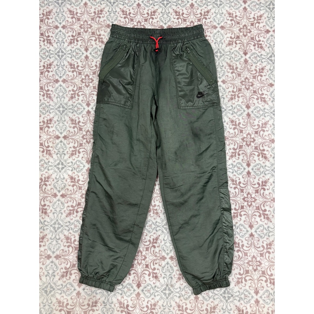 Nike Mens Small Olive Green Nylon Mesh Lined Joggers Utility Pants CU4430-326